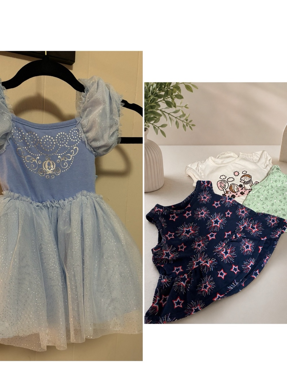 Disney Light Blue Princess Tulle Dress with Puff Sleeves Plus 3 Tops